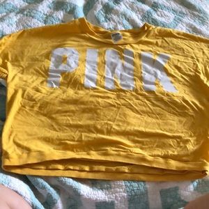 PINK long sleeve cropped tee